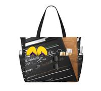 Movies Clapperboard Pattern Print Beach Tote Bag Waterproof Large Bags With Zipper Big Capacity For Vacation Travel