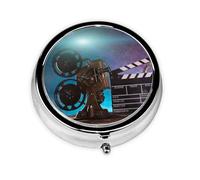 Movies Clapperboard Pill Box with 3 Compartments, Portable Pocket Or Wallet. Pill Box Decorated with Metal Medicine and Vitamin Manager As A Unique Gift