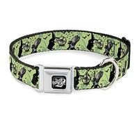 Movies Pet Collar, Dog Collar Metal Seatbelt Buckle, The Wizard of Oz Wicked Witch of The West and Flying Monkeys, 20 to 31 Inches 1.5 Inch Wide
