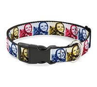 Movies Pet Collar, Dog Collar Plastic Buckle, The Wizard of Oz Dorothy and Toto Pose Blues Yellows Reds, 20 to 31 Inches 1.5 Inch Wide