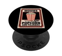 Movies Popcorn And Pajamas Funny Retro Theater Snack Night PopSockets Adhesive PopGrip