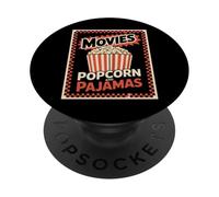 Movies Popcorn And Pajamas Funny Retro Theater Snack Night PopSockets Adhesive PopGrip