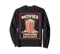 Movies Popcorn And Pajamas Funny Retro Theater Snack Night Sweatshirt