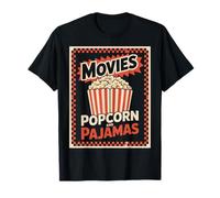 Movies Popcorn And Pajamas Funny Retro Theater Snack Night T-Shirt