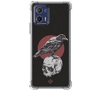 Movilshop Anti-Shock Case for Motorola Moto G73 5G Gothic Design [Raven on Skull] Reinforced Corner Silicone 1.5 mm Thick Flexible Transparent Bumper Gel TPU