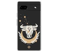 Movilshop Case for [ Google Pixel 6A ] Zodiac Drawing [ Zodiac Sign - Taurus ] Transparent Silicone Flexible Case Cover Gel for Smartphone.