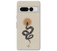 Movilshop Case for [ Google Pixel 7 Pro ] Esoteric Drawing [ Esoteric Snake and Solar Sign ] Transparent Flexible Silicone Case Cover Gel for Smartphone