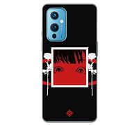 Movilshop Case for [OnePlus 9] Freaks [Anime Look, Intense Red Sleeve] Flexible Transparent Silicone Case Cover Gel for Smartphone.