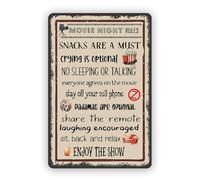 Movin Night Rules Metal Sign Retro Vintage Wall Decor for Home Room Bedroom Bar Cafes Pubs Media Movie Theatre Gaming Room Wall Decor 8x12 Inch, diany-m04