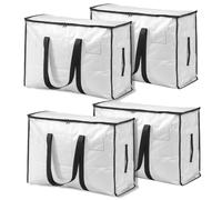 Moving Bags - 4 Pack 95L Oversize Large Storage Bag Organizer with Zips and Tag Pocket, Large Packing Bags with Zips for Clothes Storage Moving Travelling Camping Wrapping Paper Storage