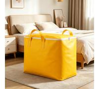 Moving Bags Heavy Duty Extra Large Storage Totes with Zipper | Waterproof Durable Clothes Storage Bags, Space Saving Oversized Storage Bag Organizer for Moving, Traveling, Yellow (75L)