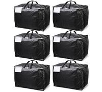 Moving Bags - Moving Boxes Storage - 100L - WATERPROOF Grade, Reusable Zippered Tote for Moving House, Clothes Storage, Camping, Attic & More - Industrial Strength Laundry & Utility Bag (6 Bags)