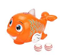 Moving Cat Toy - Interactive Rolling Ball with Colorful Led Lights - Cute Walking Fish, 360 Degree Motion Activated Fast Rolling on Carpet for Dog, Kitten, Pet