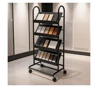 Moving Ceramic Tiles Sample Display Stand for Marble Tiles, Floor Standing Stone Panels Storage Rack with 4 Shelves, Wooden Floor Plates Holder for Showroom(40x35x120cm/15.7x13.8x47.2in)
