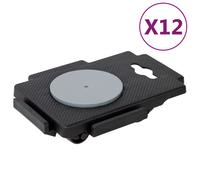 Moving Dolly 12pcs Black PP 14x10.5x2.5cm 150kg Anti-Slip 8-Wheel Set Heavy Duty