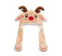Moving Ear Hat - Christmas Plush Headwear with Animated Ears | Festive Dress Up Hat for Boys & Girls, Cosplay Costume, Party Accessory, Music Festival, Holiday Celebrations, Video Recording