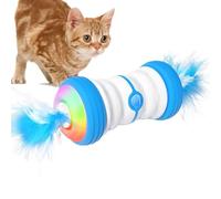 Moving Feather Cat Toy, Automatic Cat Feather Toy - Automatic Cat Chimper, USB Charging, with 4 Blades and Bell, Rechargeable LED Light Auto Mode