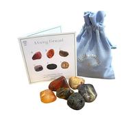 Moving Forward Crystals - UK Designed 6 Stone Premium Selection for Relaxation, Emotional Warmth, Strength, Grounding Comes with Gift Pouch, Wellness Guide & Info Booklet