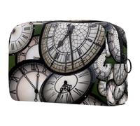 Moving Forward Time Clocks Cosmetic Bag for Women, Travel Toiletries Bags Large Makeup Handy Pouch Organiser Bag with Zipper