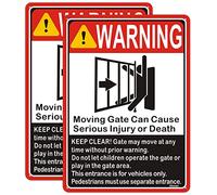 Moving Gate Can Cause Serious Injury or Death Sign 10"x 7" Warning Door Safety Keep Clear Metal Reflective Rust Free Aluminum Waterproof Easy Mounting Outdoor Use 2 Pack