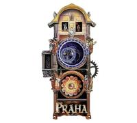 Moving Gear Astronomical Clock Fridge Magnet,Wooden Prague Square Astronomical Clock Magnetic Refrigerator Magnet,tourism Souvenir Collection Decorative Craft for Home Office Memory Decor,travel Gift