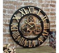 Moving Gears Decorative Clock, Silent Quartz Movement, Retro European Industrial Timepiece for Living Room, Bedroom, Kitchen, 30cm
