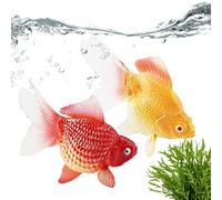 Moving Gold Fish - PP 4.5x5cm | 2Pc Realistic Artificial Fish | Creative Gold FishE Ornament | Decorative Imaginative Aquarium Figurine For Home, Office, Desk, And FishES Tank Display