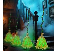 Moving Halloween Broom, 35" Light Up Witches Broom With Spooky Sounds, Animated Halloween Decorations, Dancing Witches Broomsticks