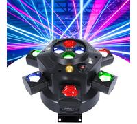 Moving Head DJ Light, 150W RGBW LED Night Club Light, Party DJ Disco Light, with 6 Arm, 4 in 1 Bee-Eyes Effect Light, Red Green Starry, Support DMX-512 & Remote Control