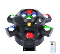 Moving Head DJ Light, 150W RGBW LED Stage Light, 6 Arm Beam, 4 in 1 Bee-Eye Effect, Red Green Starry, DMX512 24CH, Remote Control Party Disco Nightclub Lights, 540 Degree Pan Black