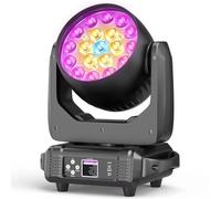 Moving Head LED Light 19x15W, 4-in-1 DMX512 Stage Light with Beam, Wash, Zoom Effects, Sound Activated and Self-Controlled DJ Lights for Parties, Discos, Weddings
