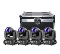 Moving Head Lights + 8 Gobo & 8 Colors + Flight Case, 18-Facet Prism Stage Beam Light, D-Mx Sound Activated Spotlight, For Dj Concert Party Weddings Bar 150W-4PCS
