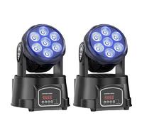 Moving Head Stage Light, 7x10W RGBW LED Wash Light with DMX512, Voice Control and Smart Rotation, for DJ Club, Disco Bar, Stage Party Lighting, 2PCS