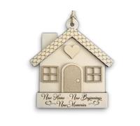 Moving Home Gift Wooden Ornament "New Home New Beginnings New Memories" Little House Sign Plaque