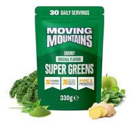 Moving Mountains Energy Super Greens Powder, Vegan, 330 g, 30 Servings | Probiotic, Plant-Based Green Juice Supplement, Superfood Powder with 26 Vitamins & Minerals, Matcha, Wheatgrass, 30 Servings