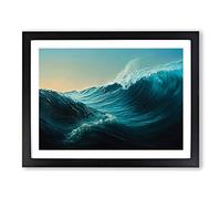 Moving Ocean Wave Framed Print | A4 Black Framed Wall Art | Ready to Hang | Modern Nautical Picture | Living Room Bedroom Lounge Office