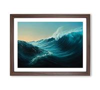 Moving Ocean Wave Framed Wall Art Print A2 Walnut