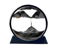 Moving Sand Art, 3D Creative Mobile Sand Paintings, Round Glass Deep Sea Sandscapes with Display Flowing Frame for Home Office Work Decor (Black,12inch)