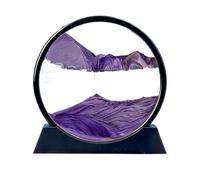 Moving Sand Art, 3D Creative Mobile Sand Paintings, Round Glass Deep Sea Sandscapes with Display Flowing Frame for Home Office Work Decor (Purple,7inch)