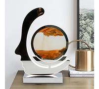 Moving Sand Art Decor Lamp, Moving Sand Art Picture Round Glass 3D Deep Sea Sandscape In Motion Display Flowing Sand Frame,Quicksand Painting Light Liquid Sand Art Picture Activity Calm Relaxing (Col
