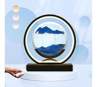 Moving Sand Art Picture, 360 Rotating 3D Dynamic Sand Table Lamp With Remote Control, 3 Colors, Stand, 11x10 Inch(E)