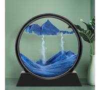 Moving Sand Art Picture - 3D Dynamic Sands Art Round Glass Deep Sea Sandscape, (with Syringes) Natural Sand Painting Artistic Sandscape for Office Desktop Home Decor