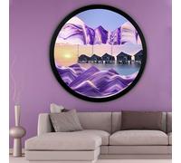 Moving Sand Art Picture, Flowing Sand Painting Wall Art 17.3 Inches Multicolor Rotating Sandscape(G)