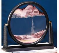 Moving Sand Art Picture Glass Liquid Painting 3D Natural Sandscape showpieces for Home Decor Antique Gifts for Adult Kids Office Desktop Decoration Desk Table Decorative Items (Brown, 10 Inch)