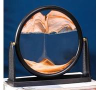 Moving Sand Art Picture Glass Liquid Painting 3D Natural Sandscape showpieces for Home Decor Antique Gifts for Adult Kids Office Desktop Decoration Desk Table Decorative Items (Yellow, 10 Inch)