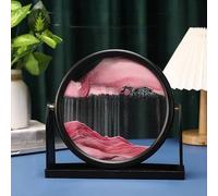 Moving Sand Art Picture Glass Liquid Painting 3D Natural Sandscape showpieces for Home Decor Antique Gifts for Adult Kids Office Desktop Decoration Desk Table Decorative Items (Pink, 10 Inch)