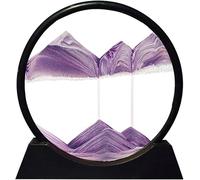 Moving Sand Art Picture - Sand Painting Liquid Motion Decor, 3D Deep Sea Sandscape, Round Glass Frame Display Flowing Sand Relaxing Decoration for Desktop Home Office Work (Purple, 12 inch)