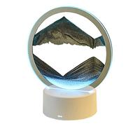 Moving Sand Art Picture with LED Light, Round Glass 3D Deep Sea Sandscape in Motion Display Flowing Sand Frame, Relaxing Table Desktop Home Office Work Decor, Sand Art Toys for Adults Kids (Black)