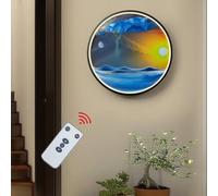 Moving Sand Art Picture with LED Wall Sconce - 3D Dynamic Sand Art Round Glass for Home and Office Decor
