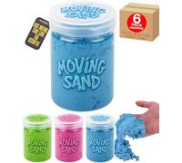 Moving Sand for Children Sensory Play Creative Mouldable Flowing Sand Kids Tactile Craft Material Three Bright Colours Blue Pink Green Soft Sculpting Educational Fun for Small Tub Set